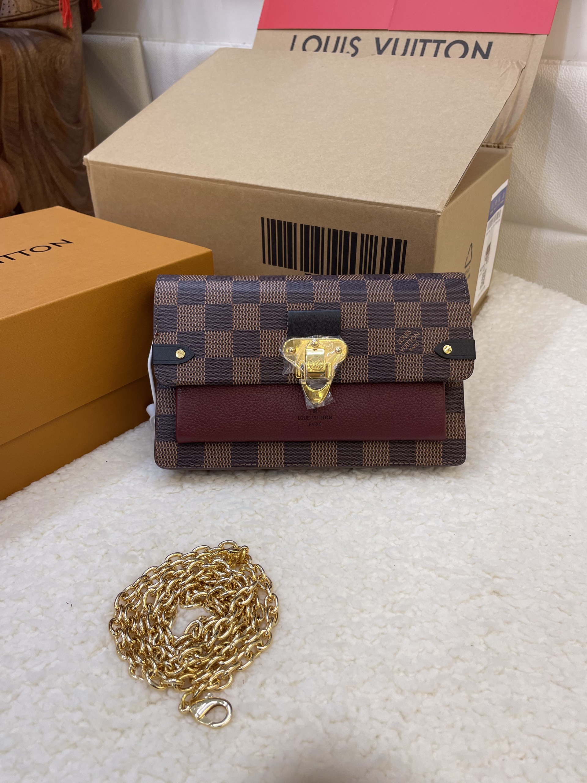 Túi LV Vavin Chain Siêu Cấp Canvas Họa Tiết Damier Ebene Size 19cm